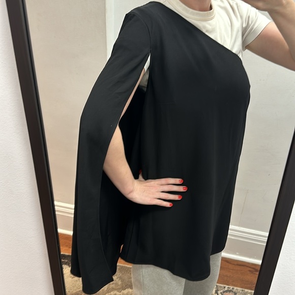 H&M (L) black one shoulder mini cape dress - Picture 4 of 4